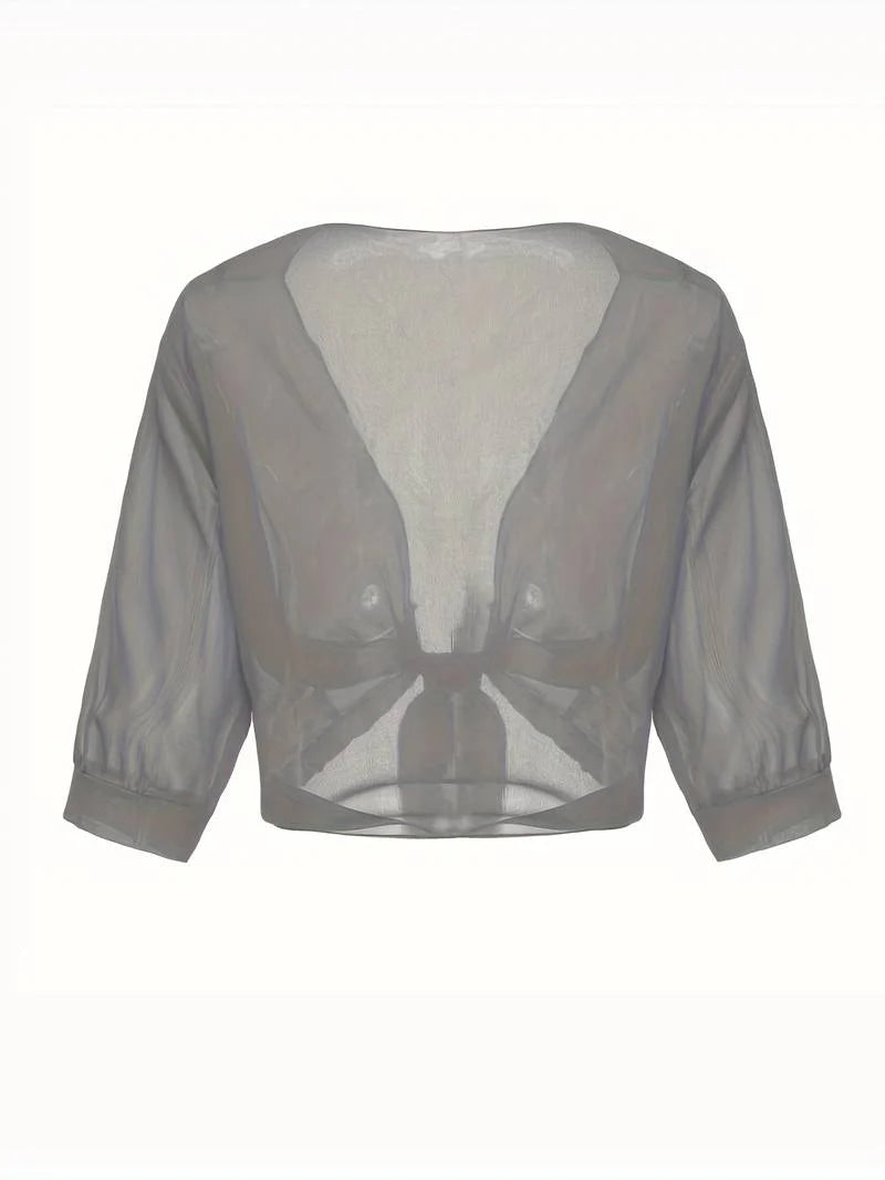 Sheer Tie-Front Cardigan