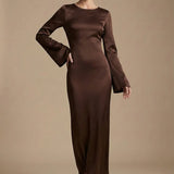 Long Sleeve Tie Waist Maxi Dress