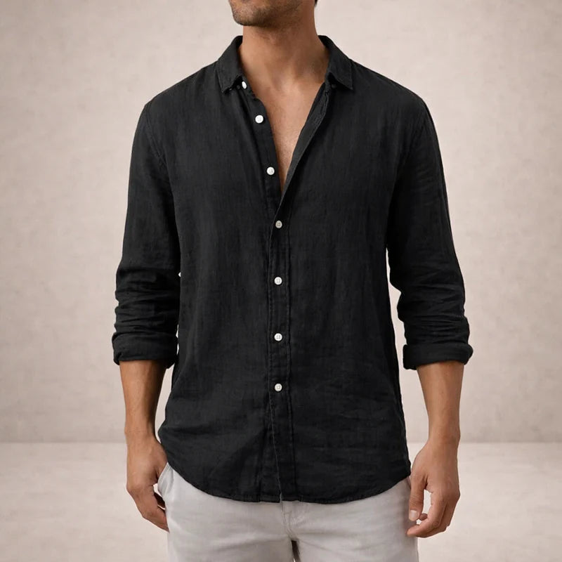 Men's Open Collar Long Sleeve Shirt