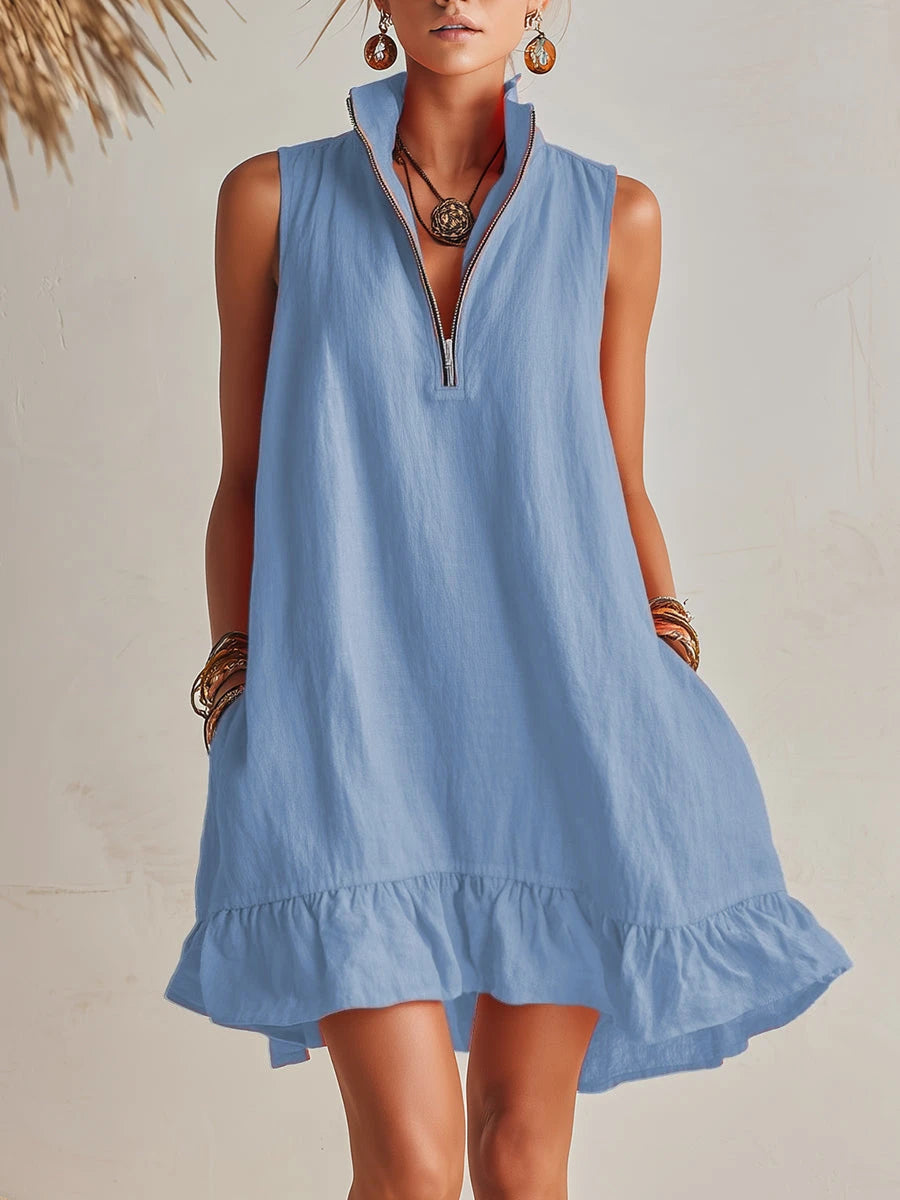 Vibrant Half-Zip Mini Dress
