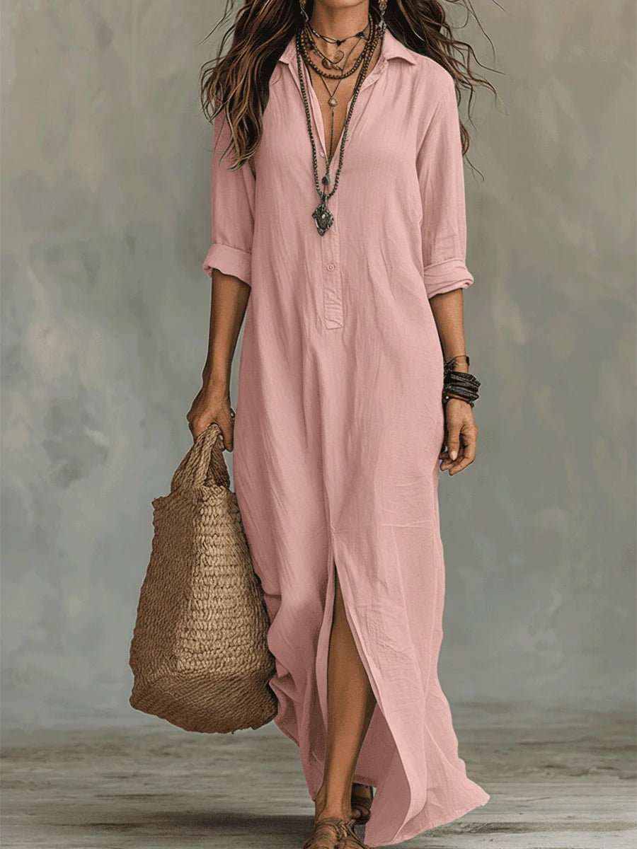 Button-Front Maxi Dress
