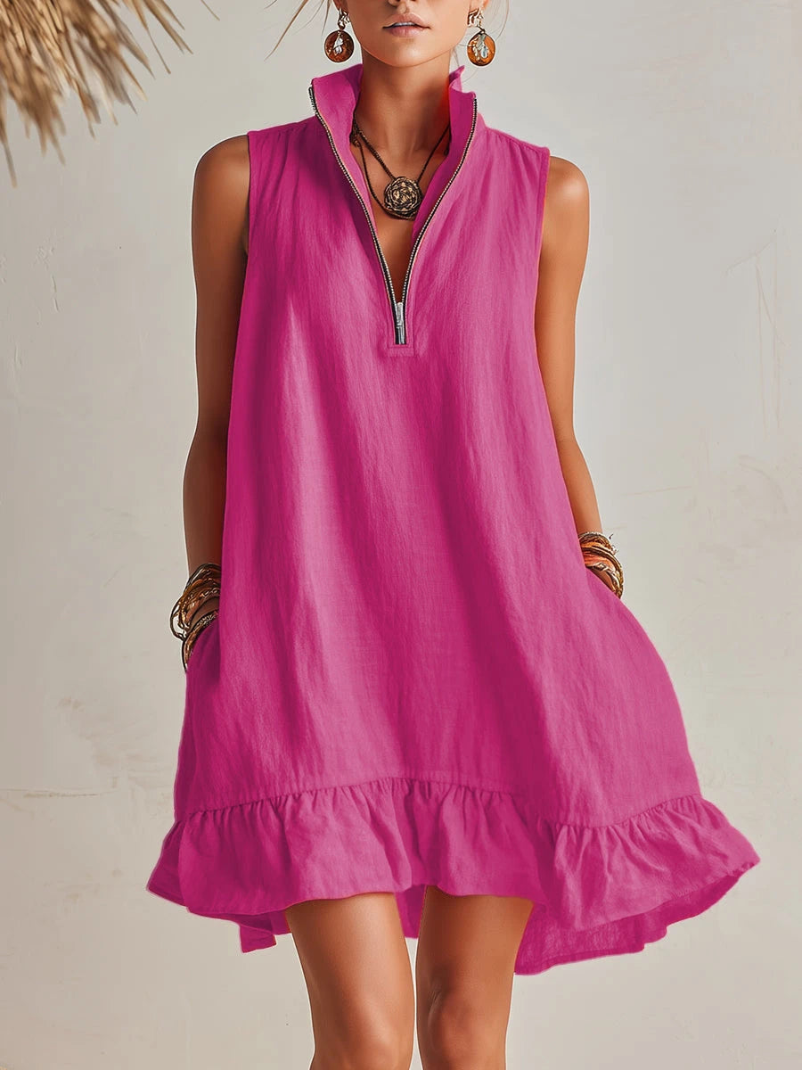 Vibrant Half-Zip Mini Dress