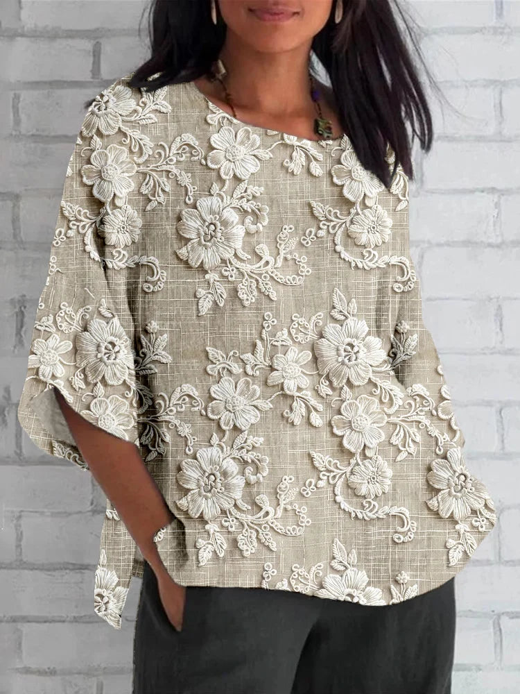 Floral Lace Embroidery Blouse