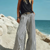 Sleeveless Top and Striped Wide-Leg Pants Set