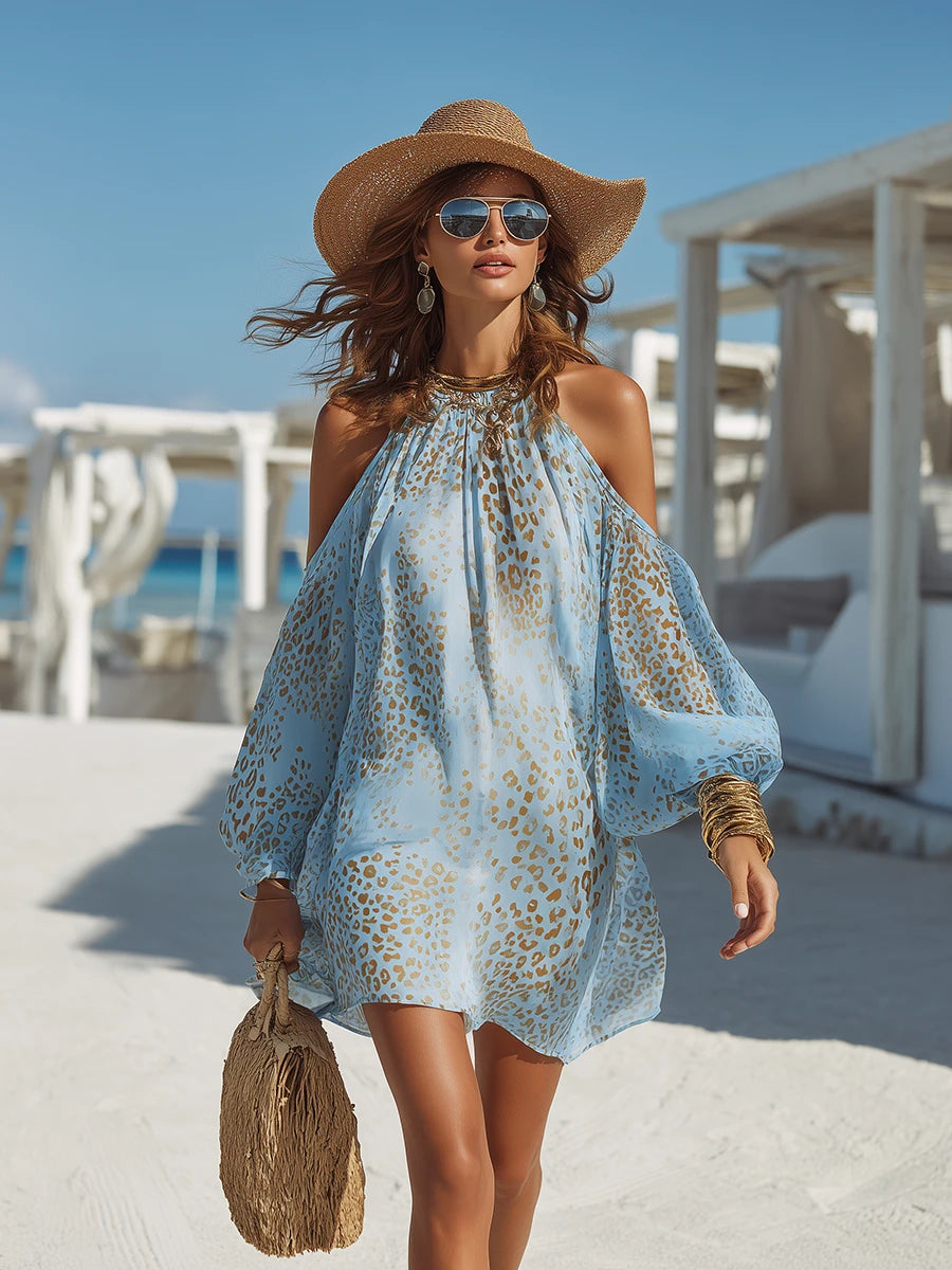 Bohemian Cold-Shoulder Mini Dress