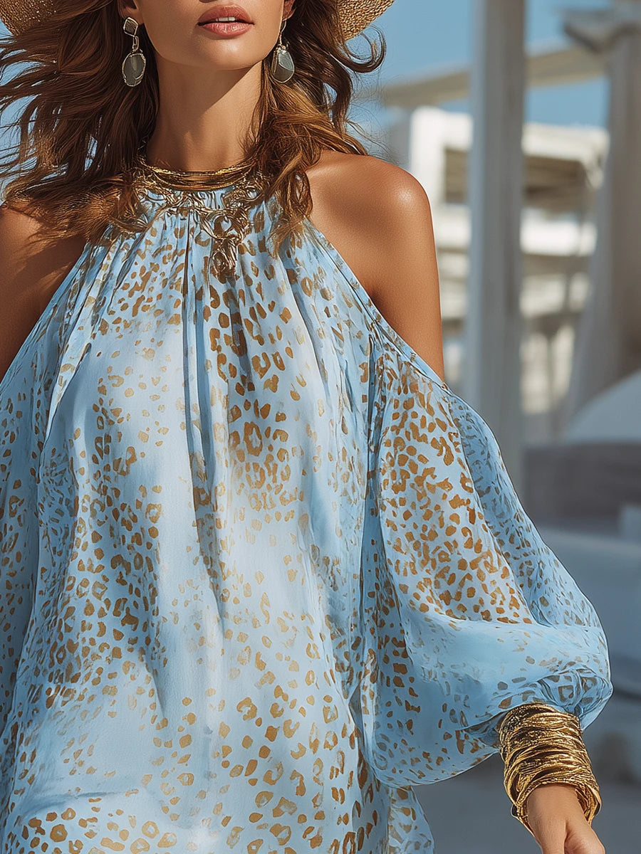 Bohemian Cold-Shoulder Mini Dress