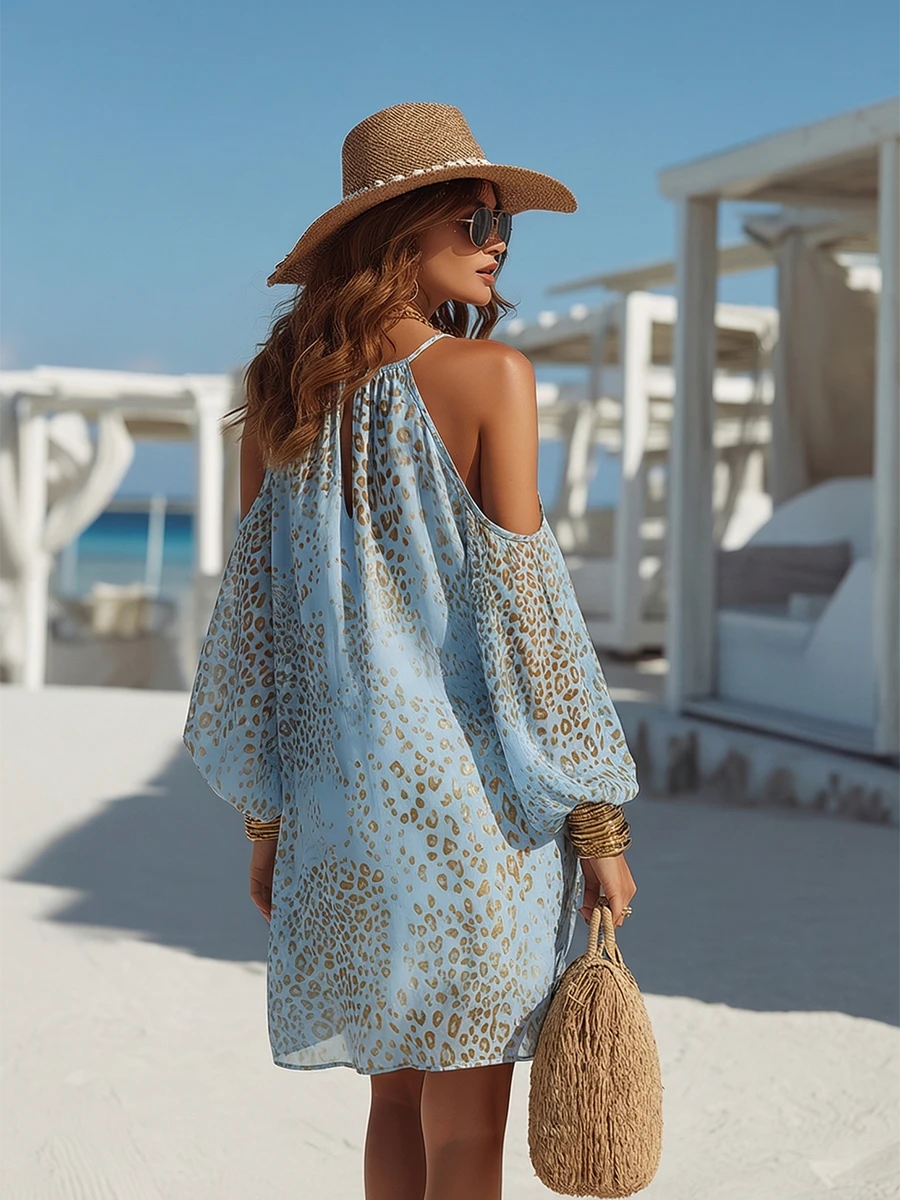 Bohemian Cold-Shoulder Mini Dress