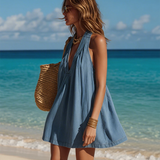 Sleeveless A-Line Denim Mini