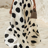 Off-Shoulder Polka-Dot Maxi Dress