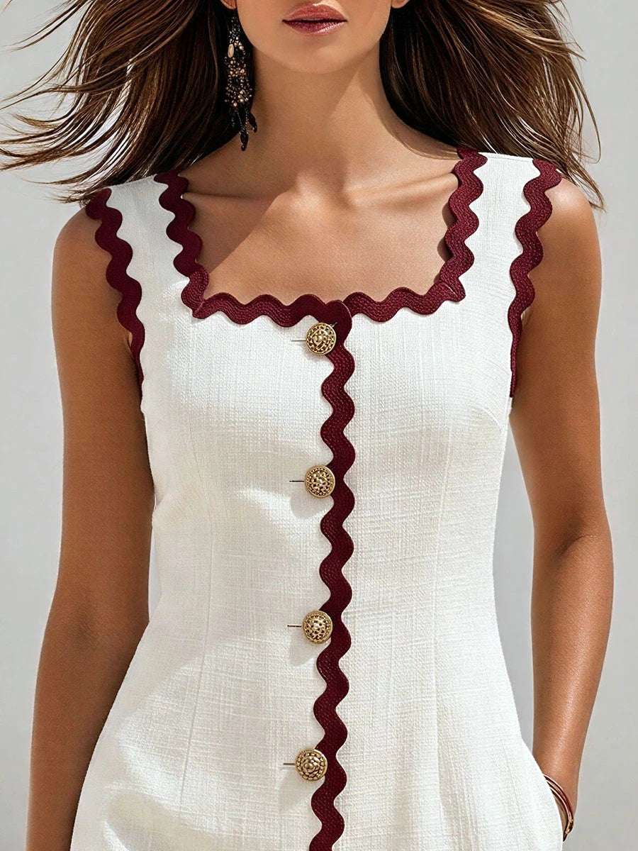 Square Neck Scalloped Mini