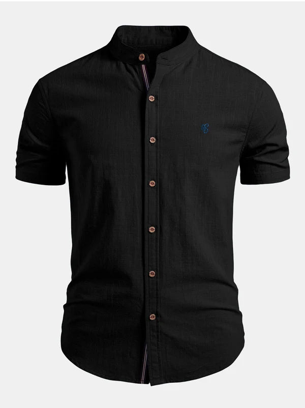 Stand Collar Short Sleeve Shirt