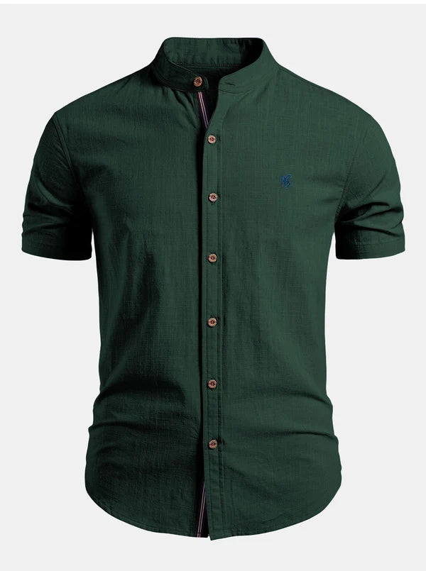 Stand Collar Short Sleeve Shirt