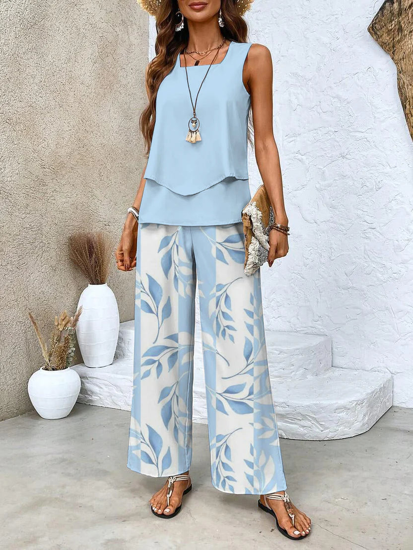 Wide-Leg Pants Two-Piece Set