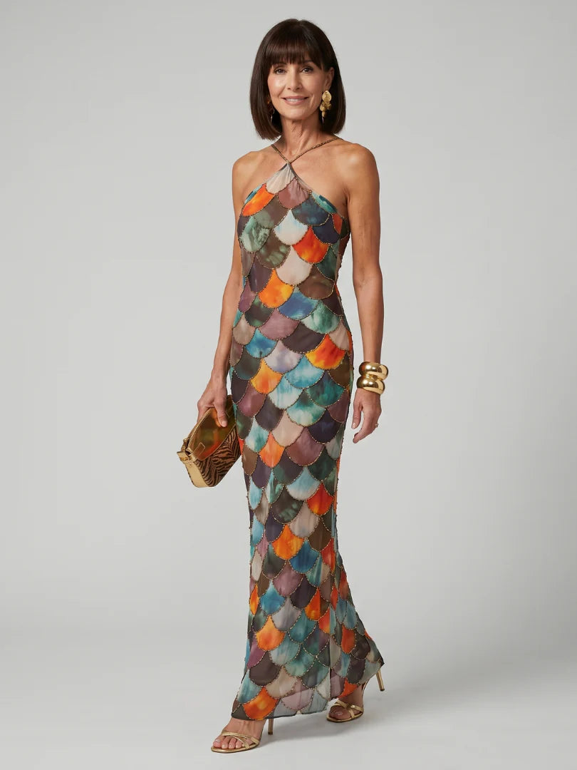 Scale Pattern Maxi Dress