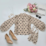 Polka Dot Sheer Bow Blouse
