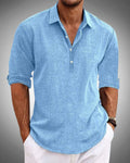 Quarter-Button Classic Collar Long Sleeve Shirt