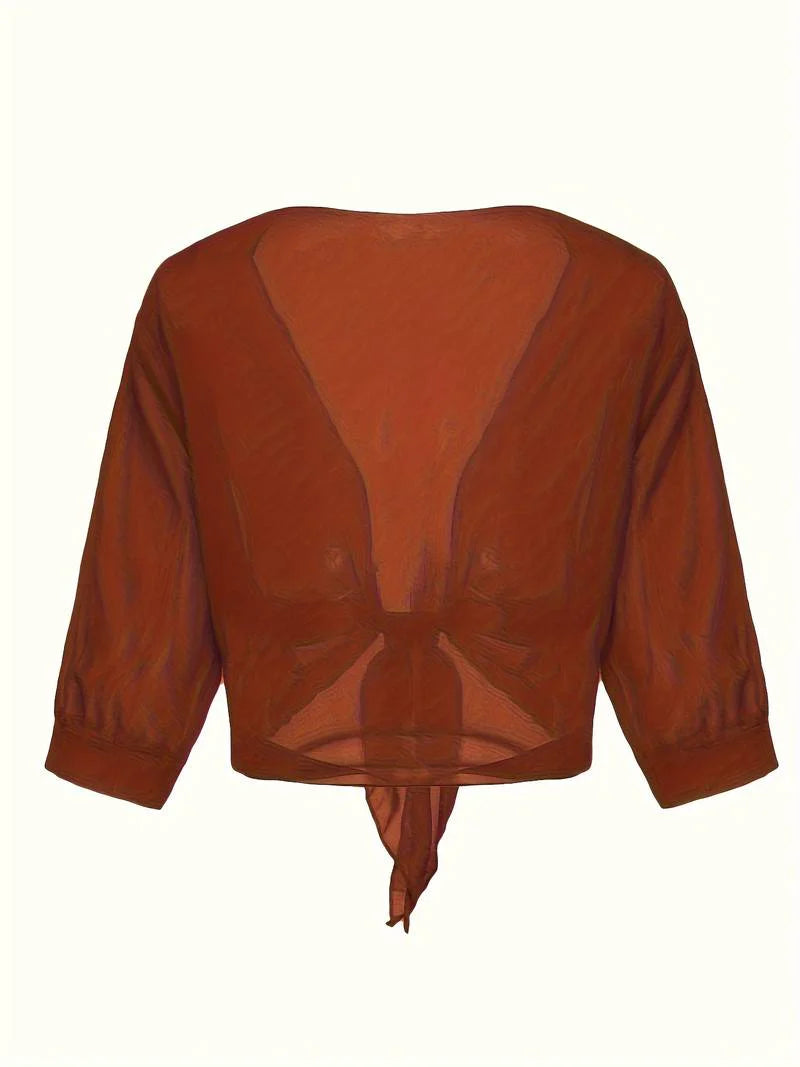 Sheer Tie-Front Cardigan
