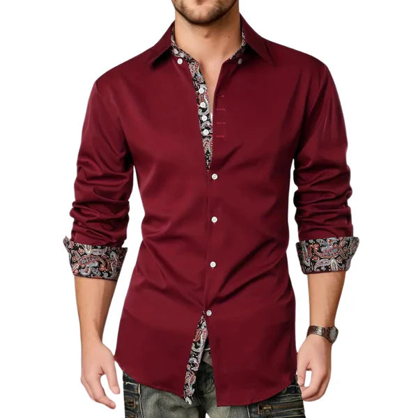 Paisley Accent Button-Up Shirt
