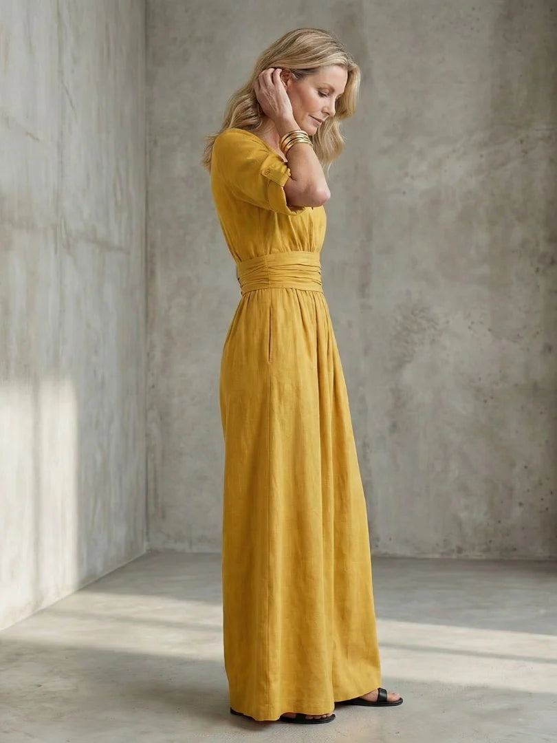 Cross-Front Wide-Leg Jumpsuit