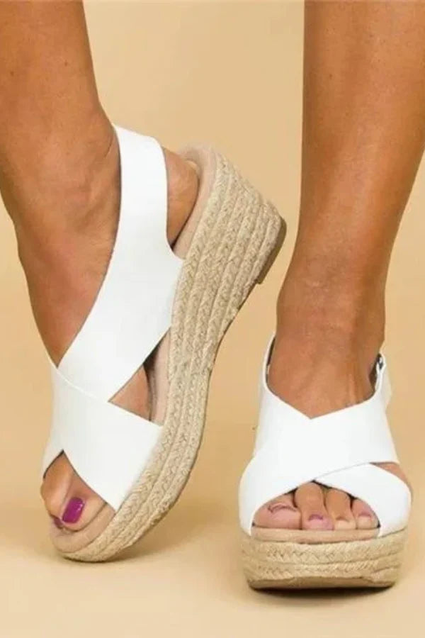 Cross Strap Espadrille Wedge Sandals