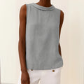 Women's Sleeveless Roll Collar Top