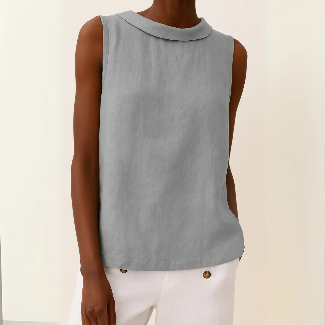 Women's Sleeveless Roll Collar Top