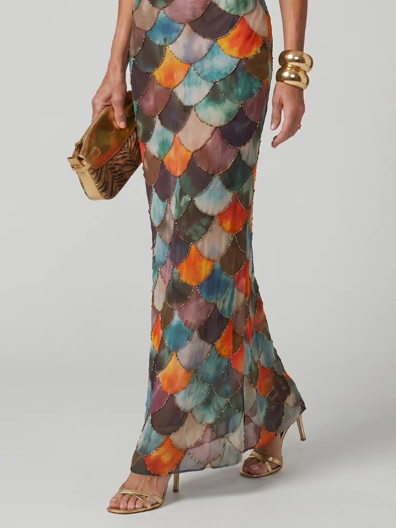 Scale Pattern Maxi Dress