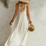 Cream White Sleeveless Maxi Dress