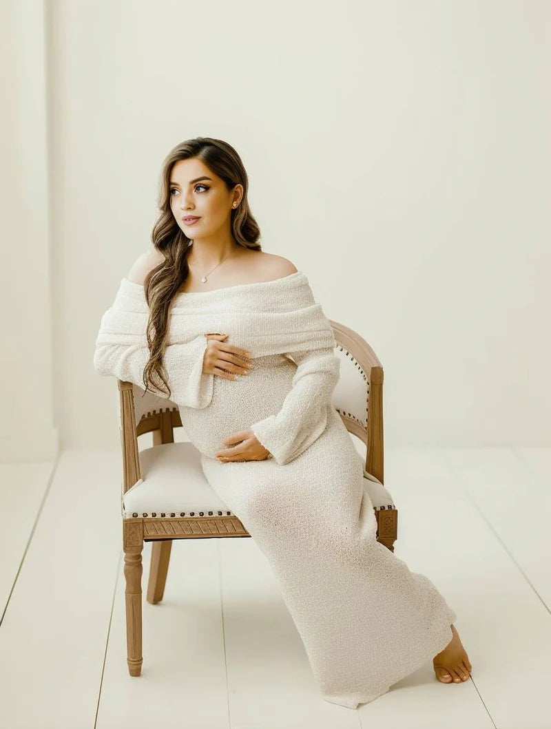 Women's Off Shoulder Long Sleeve Maternity Dress
