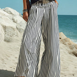 Sleeveless Top and Striped Wide-Leg Pants Set