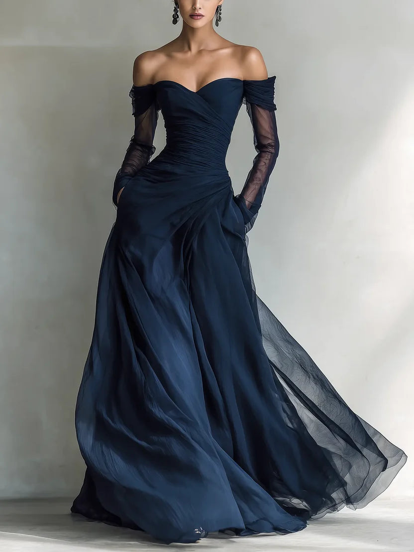 Off-Shoulder Chiffon Maxi
