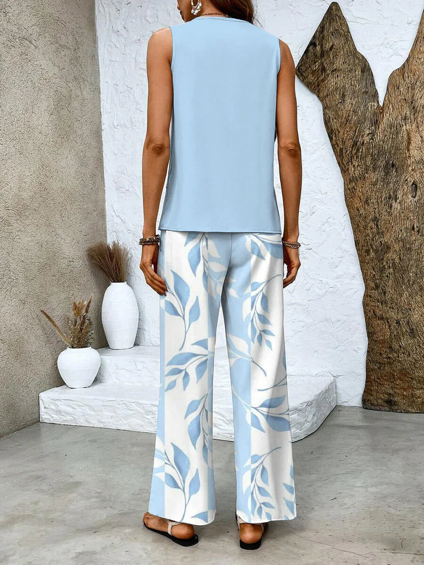 Wide-Leg Pants Two-Piece Set