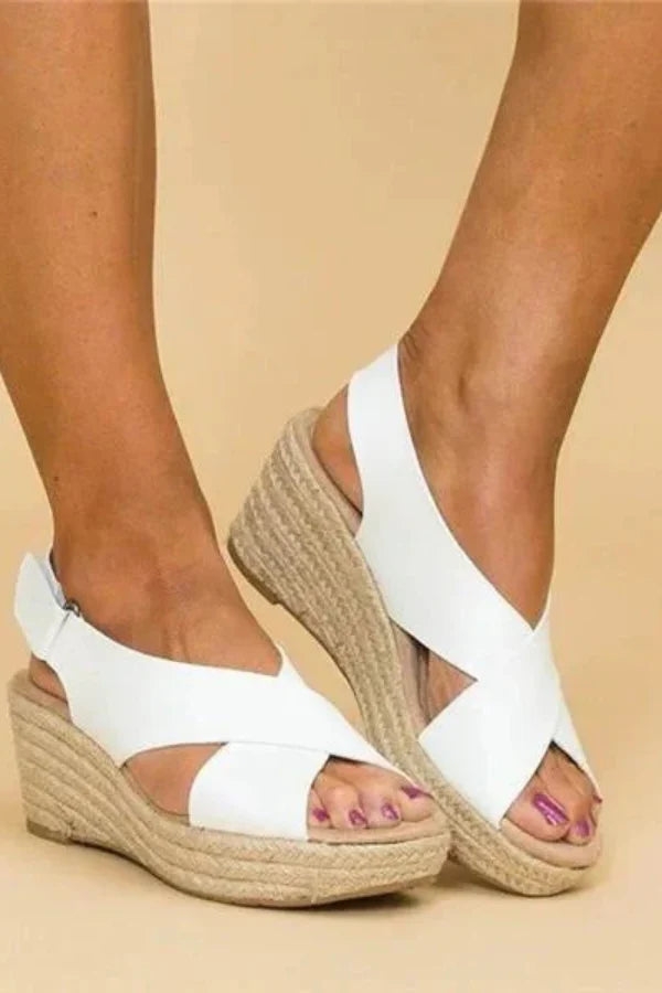 Cross Strap Espadrille Wedge Sandals