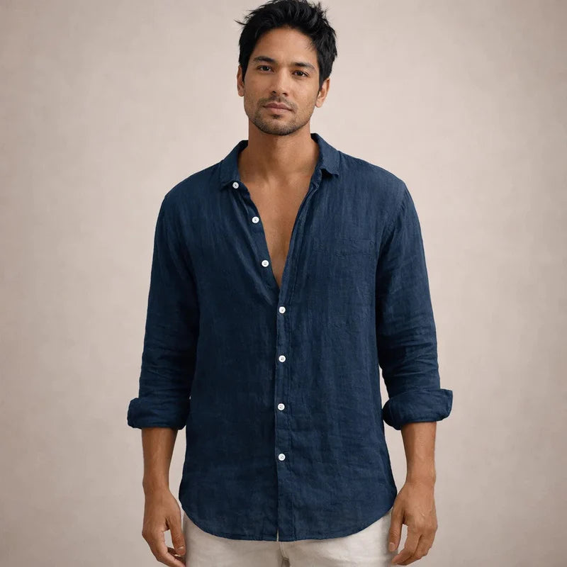Men's Open Collar Long Sleeve Shirt