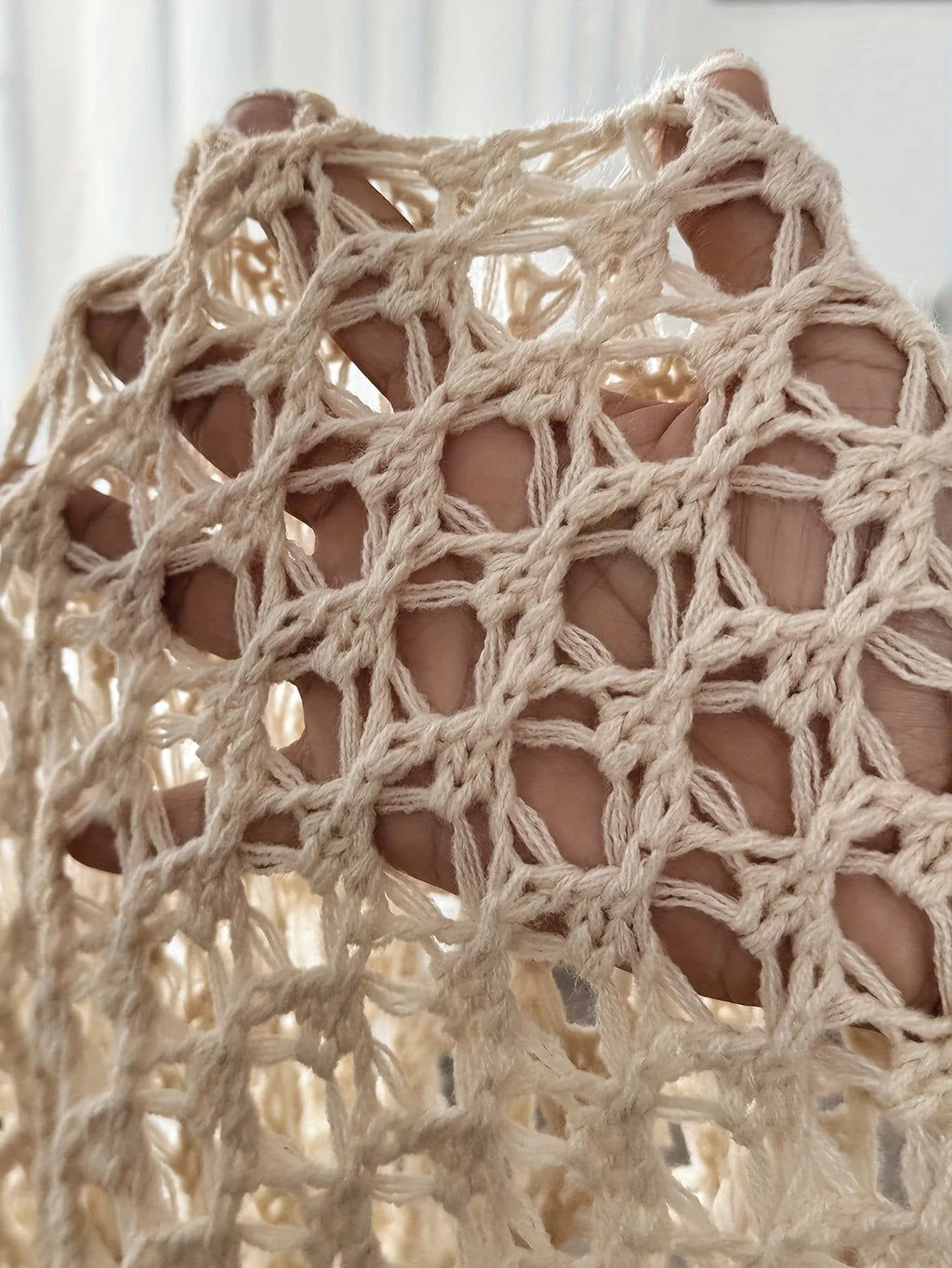Open-Front Crochet Knit Cardigan