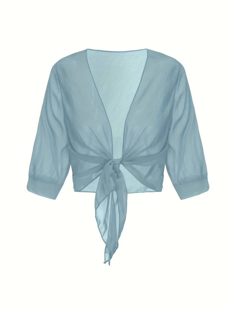 Sheer Tie-Front Cardigan