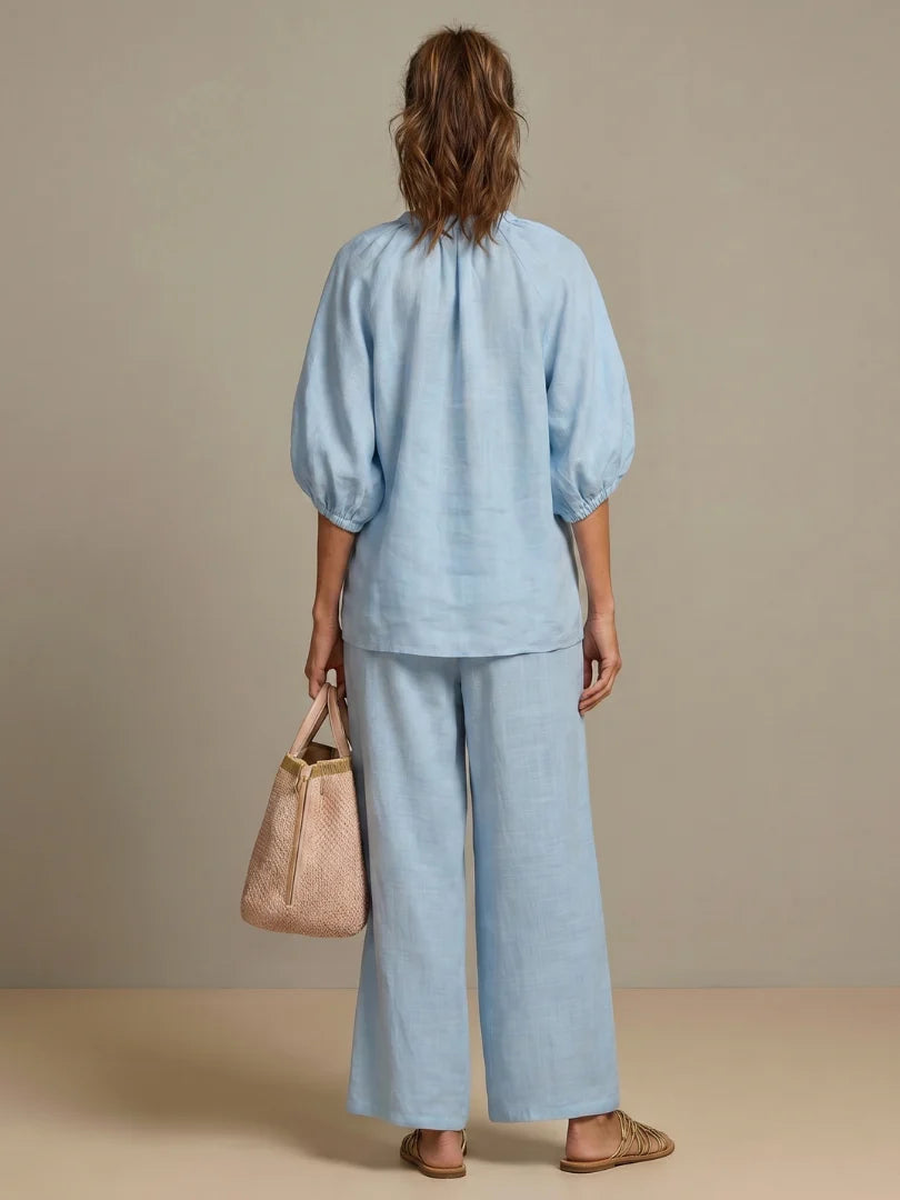 Zip-Front Wide-Leg Set