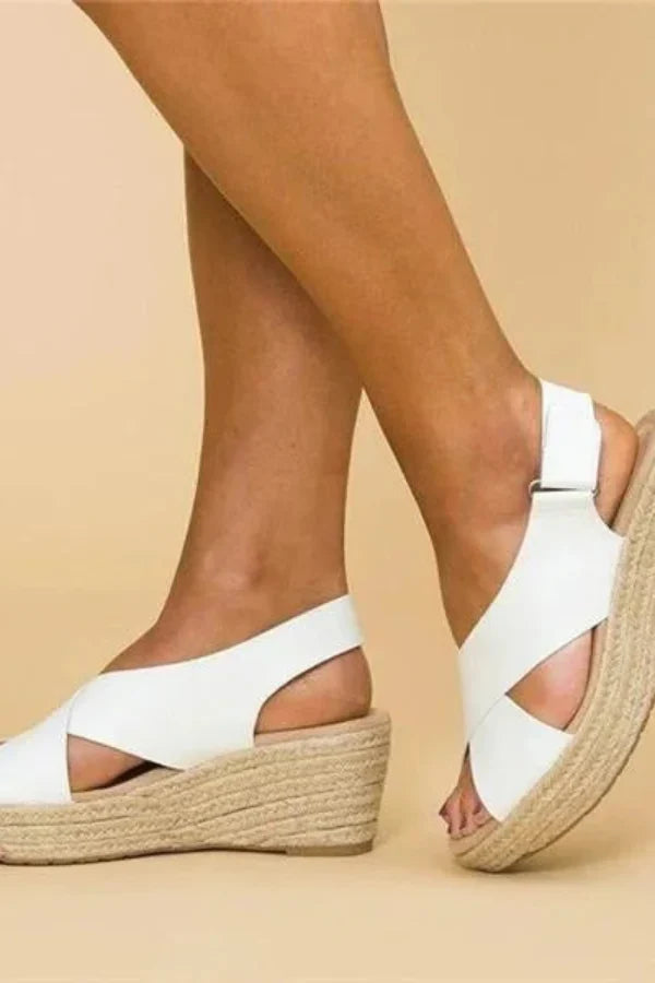 Cross Strap Espadrille Wedge Sandals