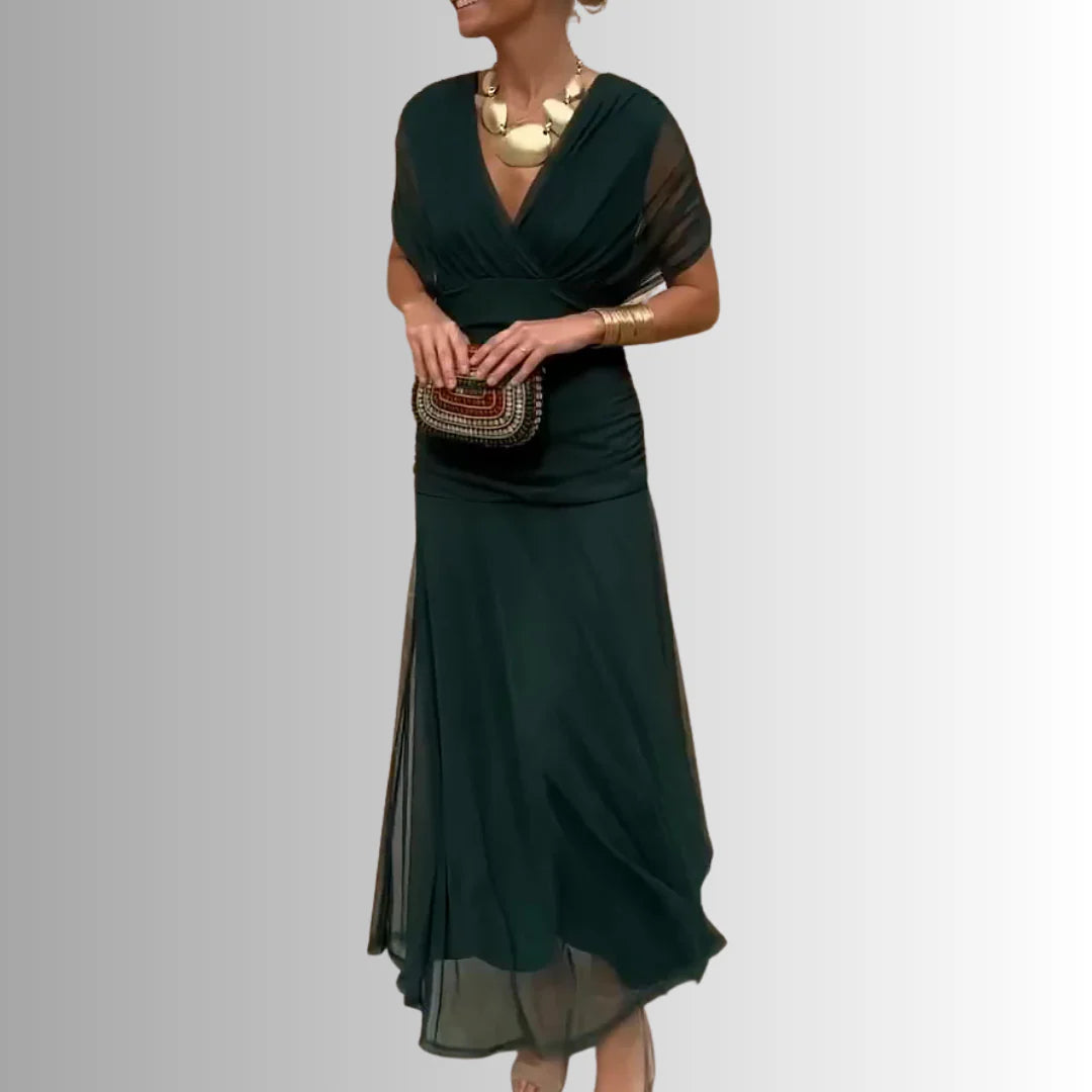 Off-Shoulder Chiffon Maxi Dress