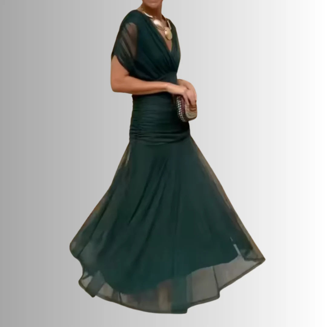 Off-Shoulder Chiffon Maxi Dress