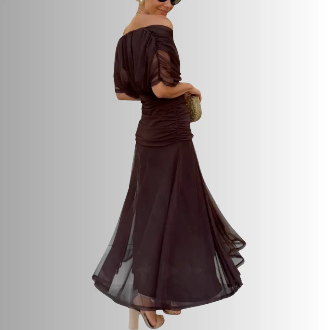 Off-Shoulder Chiffon Maxi Dress