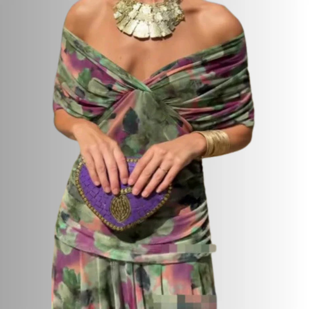 Off-Shoulder Chiffon Maxi Dress