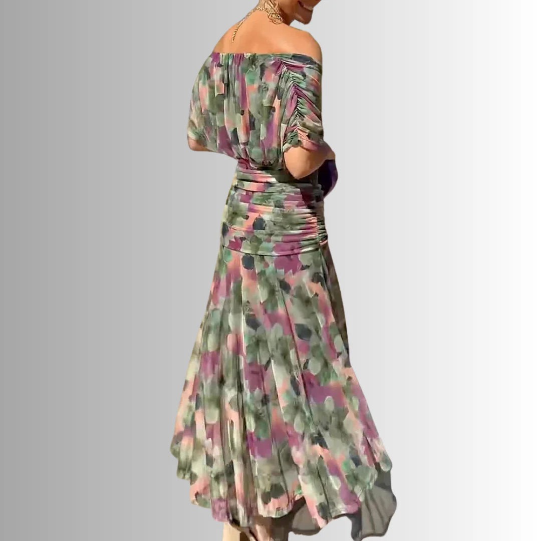 Off-Shoulder Chiffon Maxi Dress