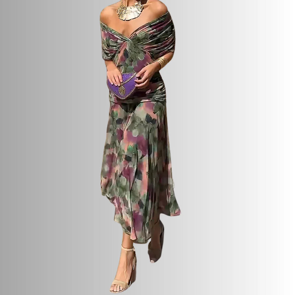 Off-Shoulder Chiffon Maxi Dress
