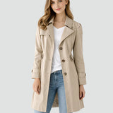 Women's Slim Fit Lapel Collar Trench Coat
