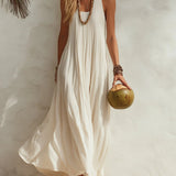 Cream White Sleeveless Maxi Dress