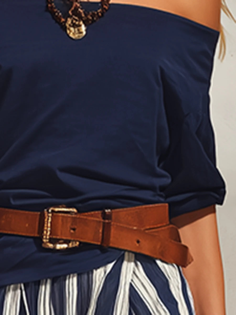 Women's Off-Shoulder Belted Top