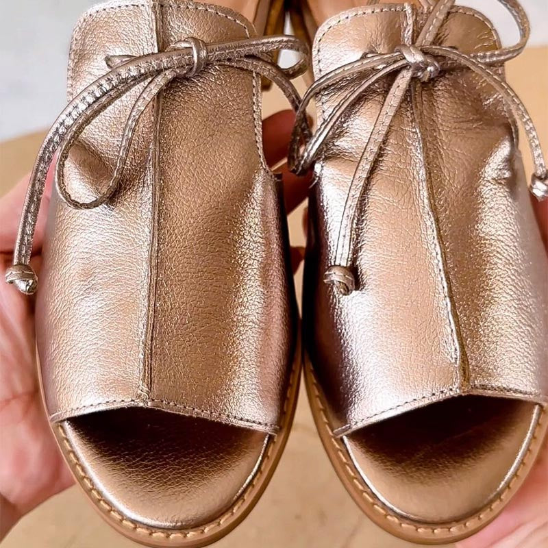 Metallic Leather Open-Toe Sandals