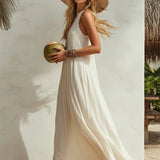 Cream White Sleeveless Maxi Dress