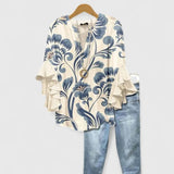 Women's Floral Ruffle Blouse